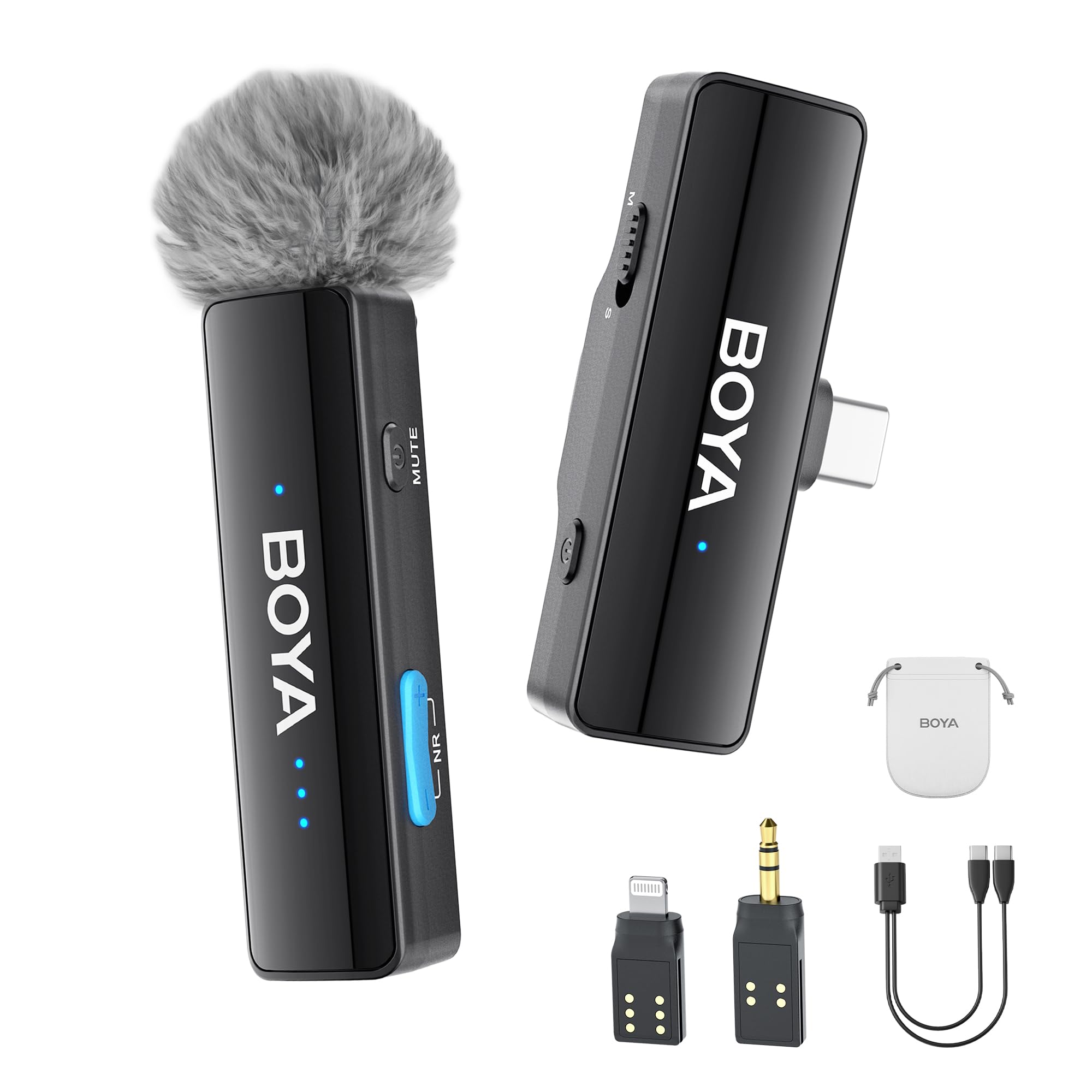 BOYA Link A1 (TX+RX) Microfone sem fio Upgarde, mini microfone de lapela com cancelamento