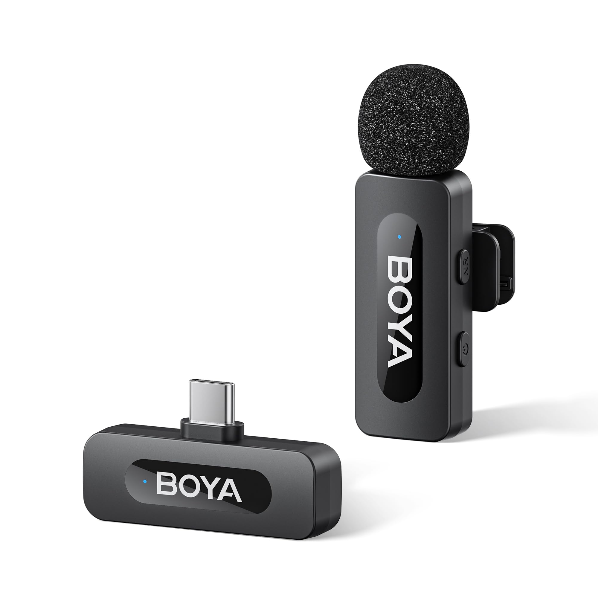 BOYA Microfone sem fio USB-C BY-V10, mini microfone de lapela com cancelamento compatível