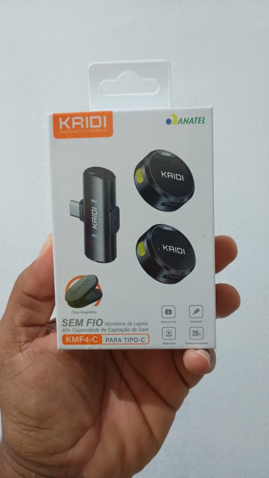 Microfone de Lapela Sem Fio Compátivel Iphone 15/16 e Android USB C Smartphone Tablet