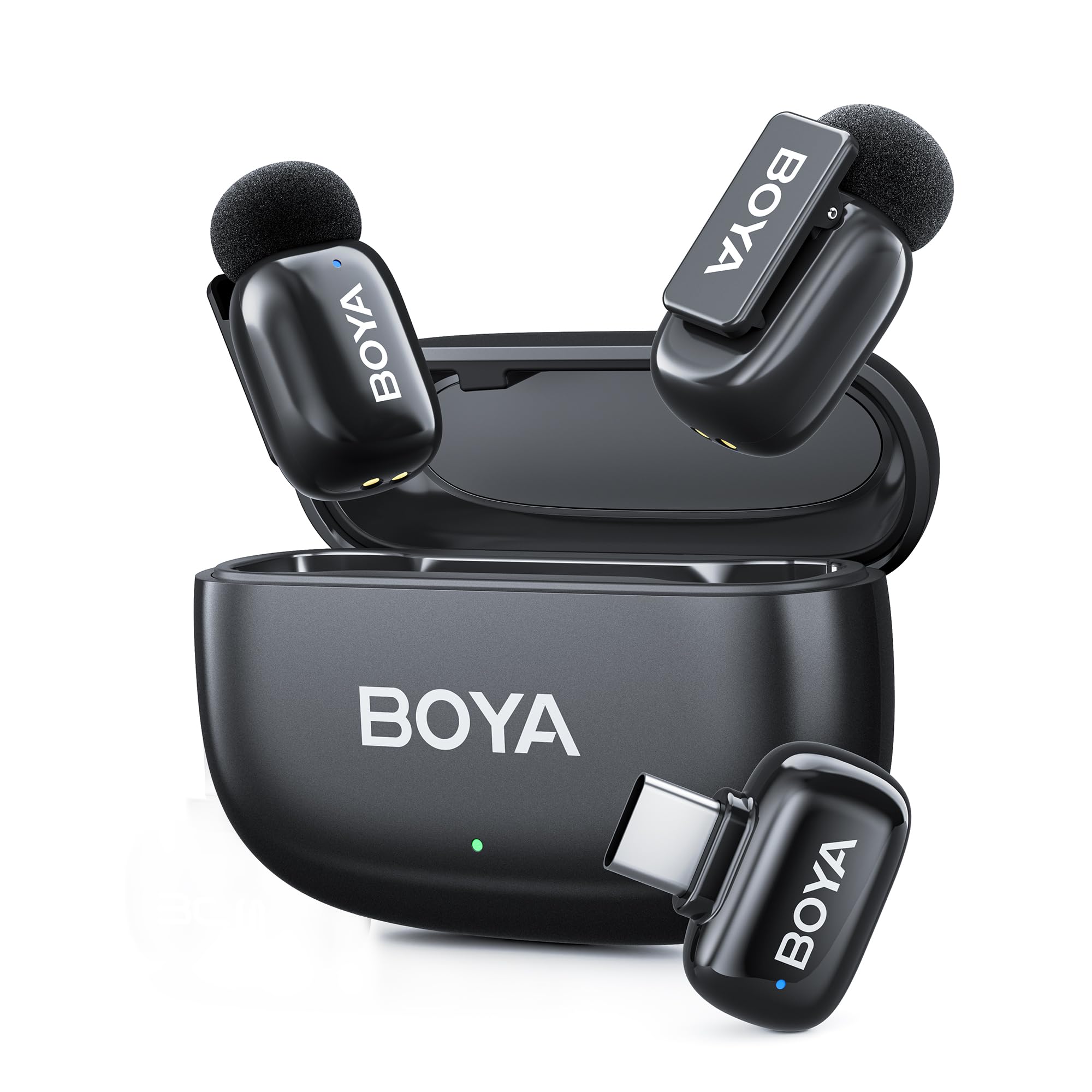 BOYA Mini 2 Microfone de lapela sem fio USB Tipo-C para Android e iPhone 15/16/17,