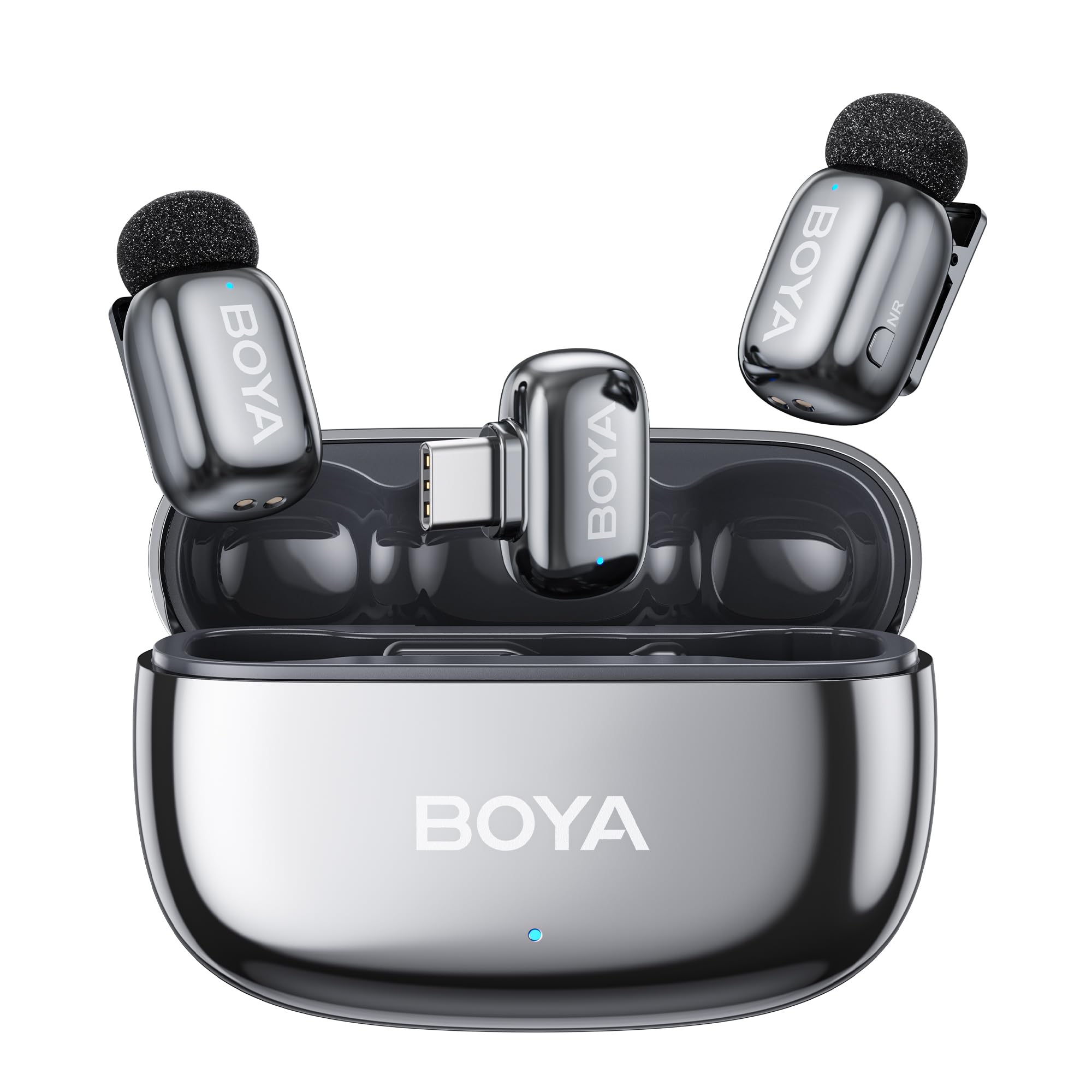 BOYA Mini 2 microfone de lapela sem fio para iPhone 15/16/17 e Android, cancelamento de