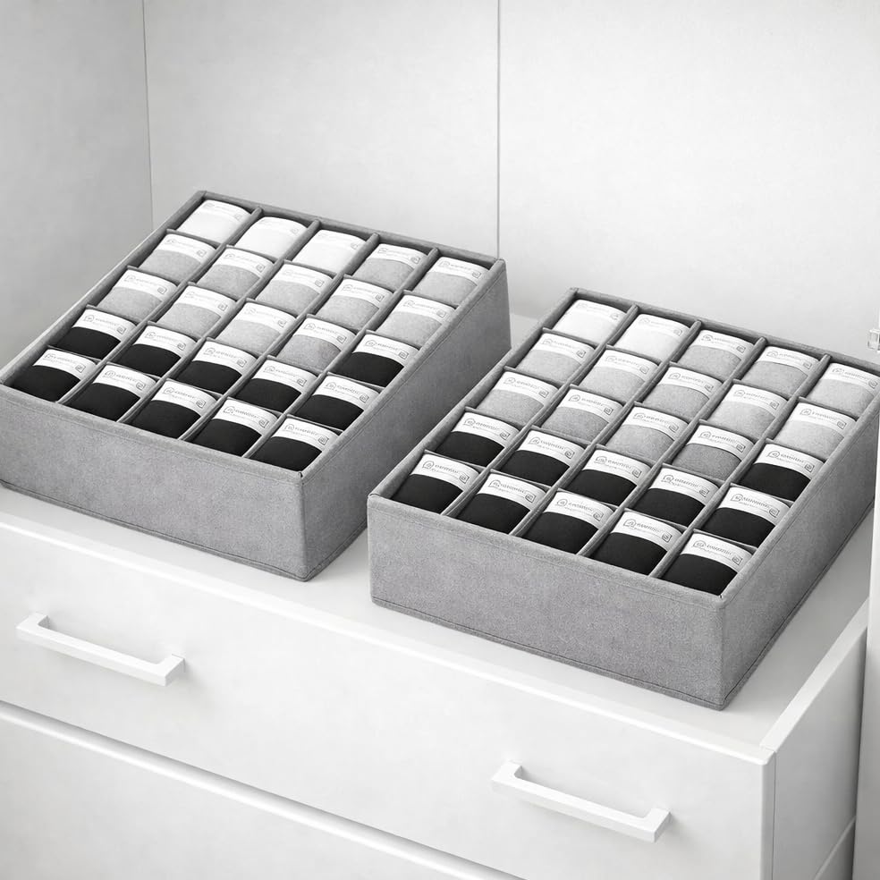 Organizador de Gaveta para Meias Kit com 2 Colmeias 24 Divisórias Organizador de Roupas