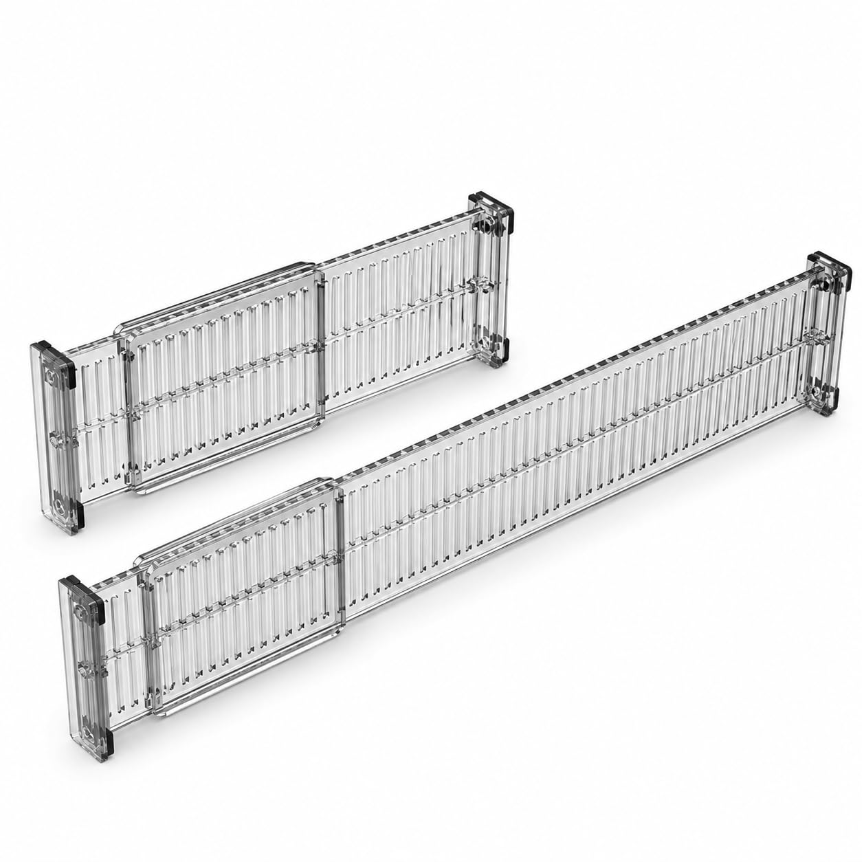 Divisória de Gaveta Ajustável Cinza, Pacote com 4, Organizador Modular