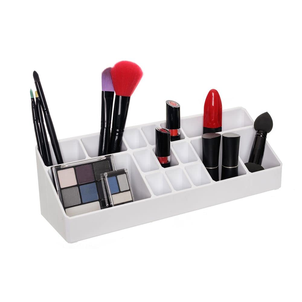 Organizador De Maquiagem e Cosméticos Grande, Metaltru, Branco