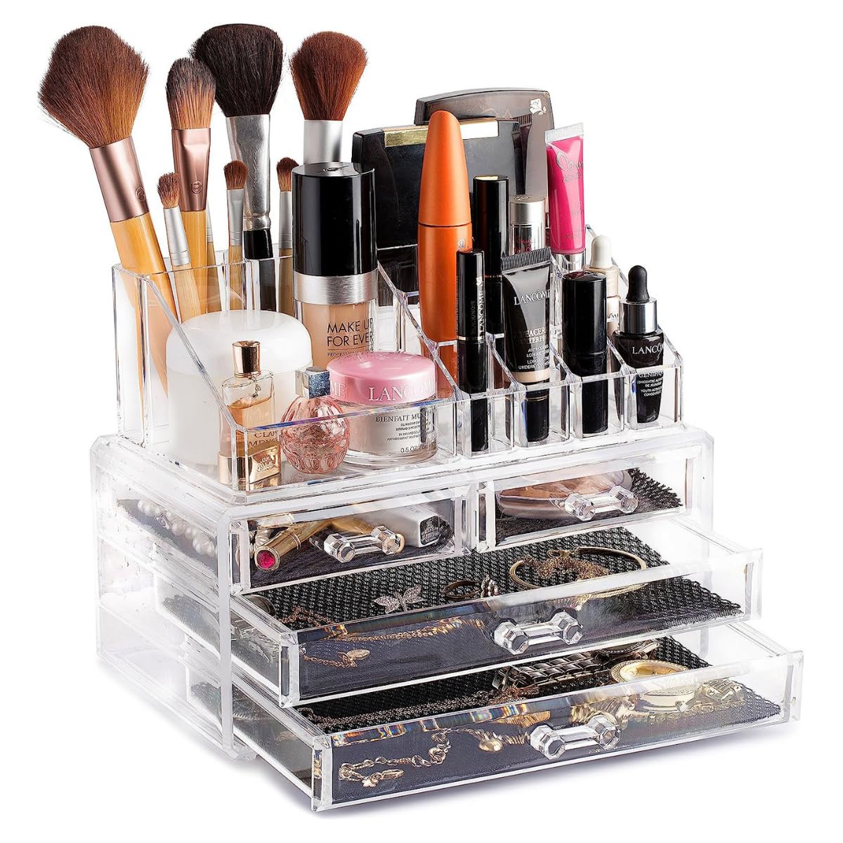 Organizador De Maquiagem Acrílico Expositor Com Divisórias Para Cosméticos e Objetos 4