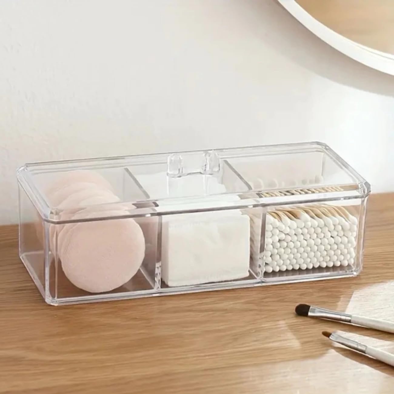 CJL Home – Organizador Acrílico Premium com 3 Divisórias – Porta Maquiagem, Cosméticos e