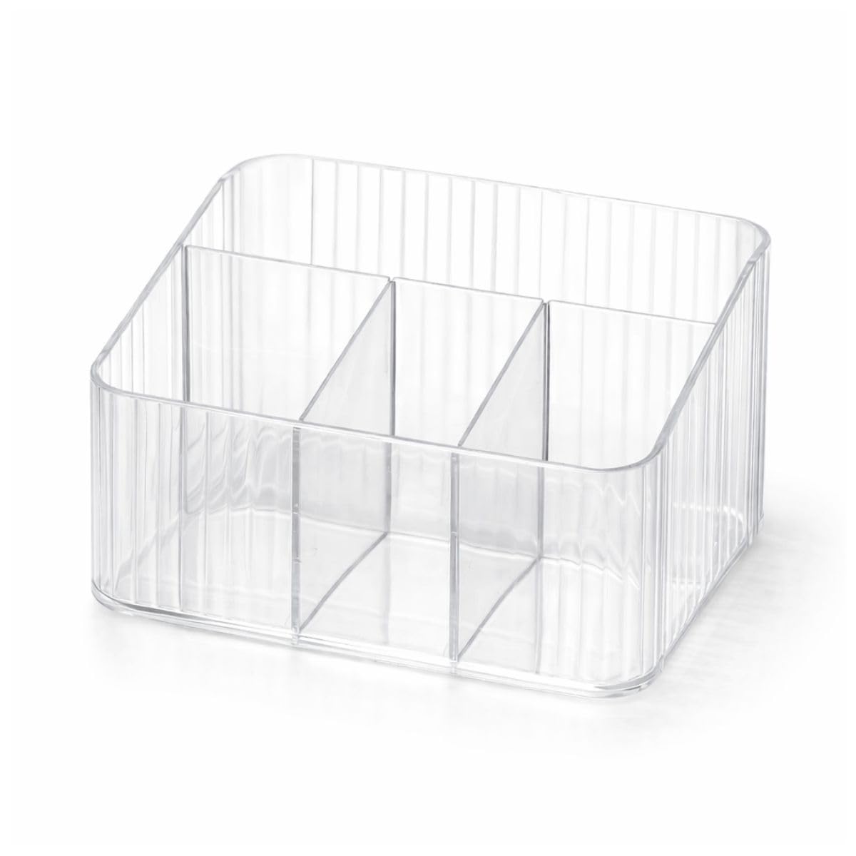 Organizador de Maquiagem Acrílico com 4 Divisórias – Porta Batons, Pincéis e Cosméticos
