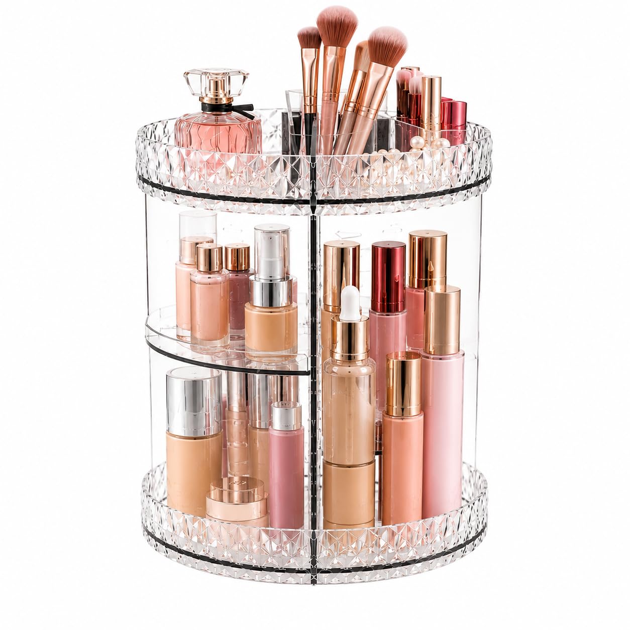 Organizador de Maquiagem Cosméticos Pincéis Perfumes Giratório 360° Acrílico Transparente