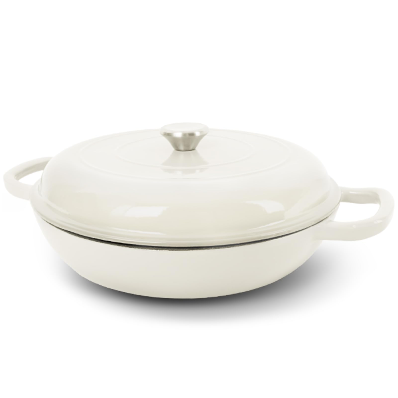 Forno holandês de ferro fundido esmaltado, panela de 3,8 litros com tampa, antiaderente,