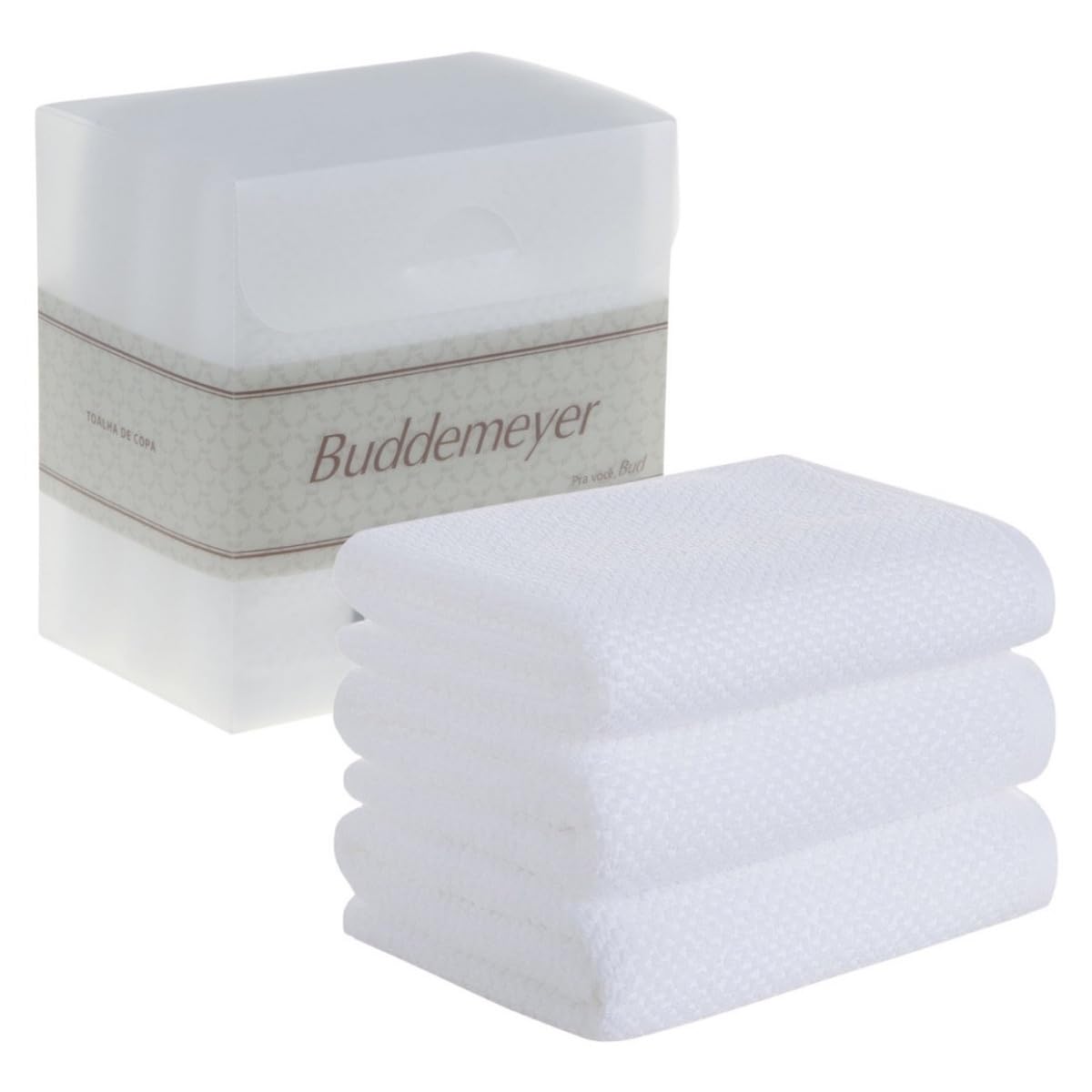 Buddemeyer, Kit Jogo Pano De Prato Buddemeyer 3 Peças Copa Gourmet 100% Algodão Cor:Branco