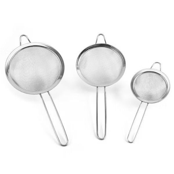 Conjunto de Peneiras em Aço Inox, 3 Peças, 8/10/12 cm, para Cozinha
