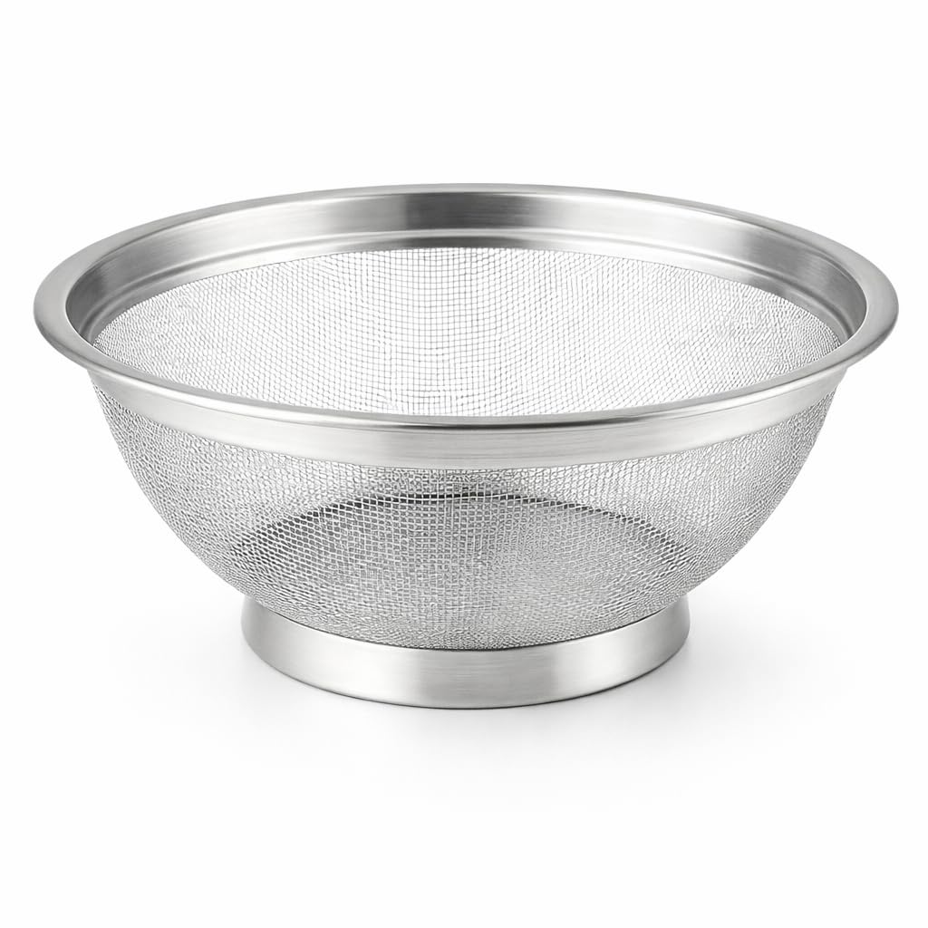 Escorredor Inox 22cm Profissional com Base de Apoio – Malha Ultra Fina Antirresíduos –