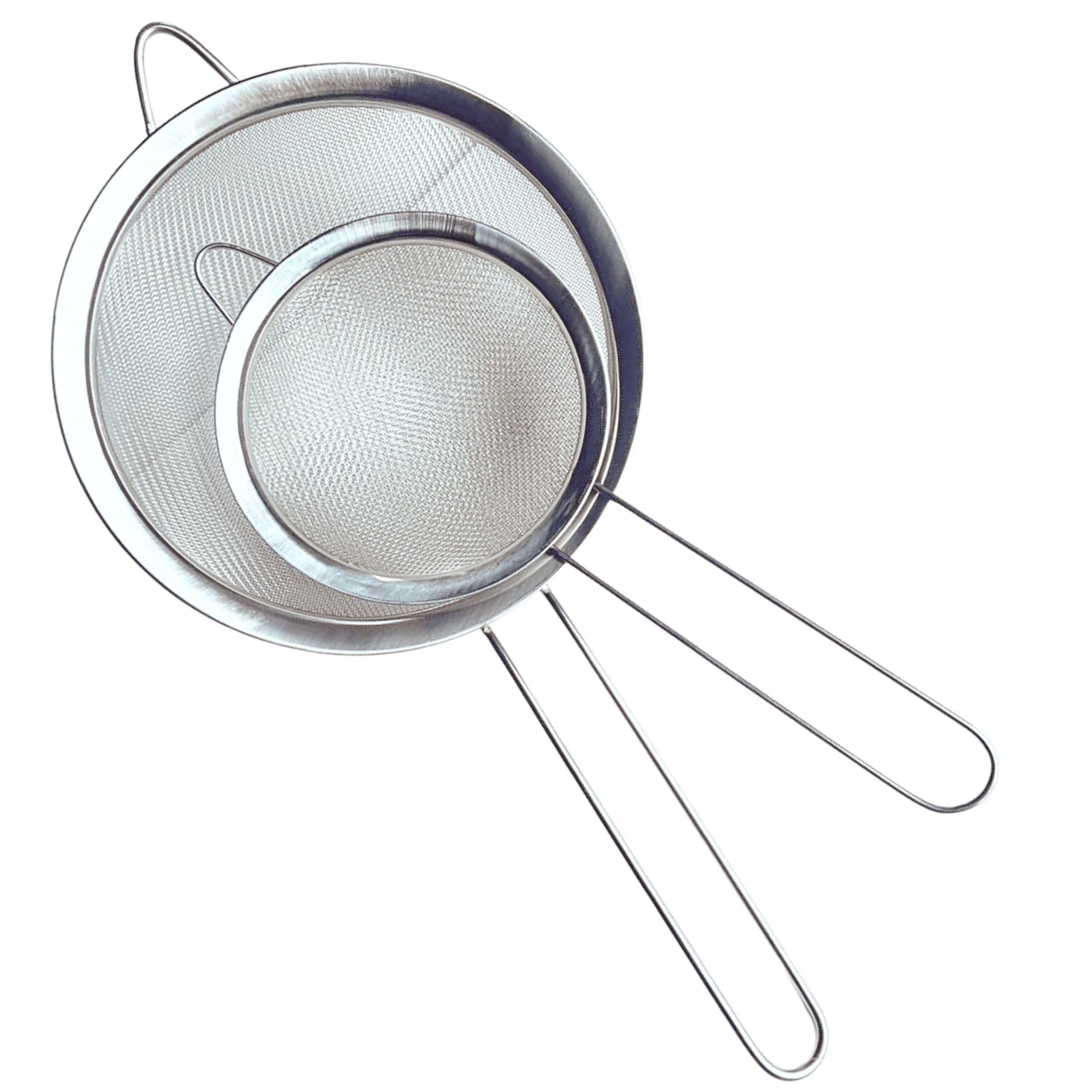 Kit 2 Peneiras Inox 12cm e 18cm Multiuso | Profissional, Reforçada, Aço Inoxidável