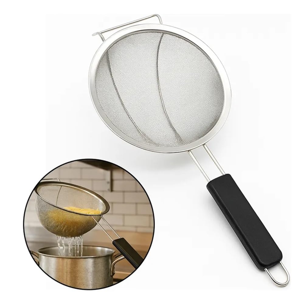 Escumadeira Peneira Massas Inox Redonda 32x66cm Com Descanso FRG0250 Frigopro