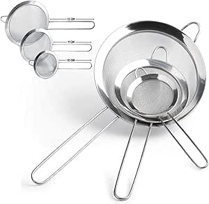Conjunto de Peneiras em Aço Inox 3 Peças – 8 cm, 10 cm e 12 cm