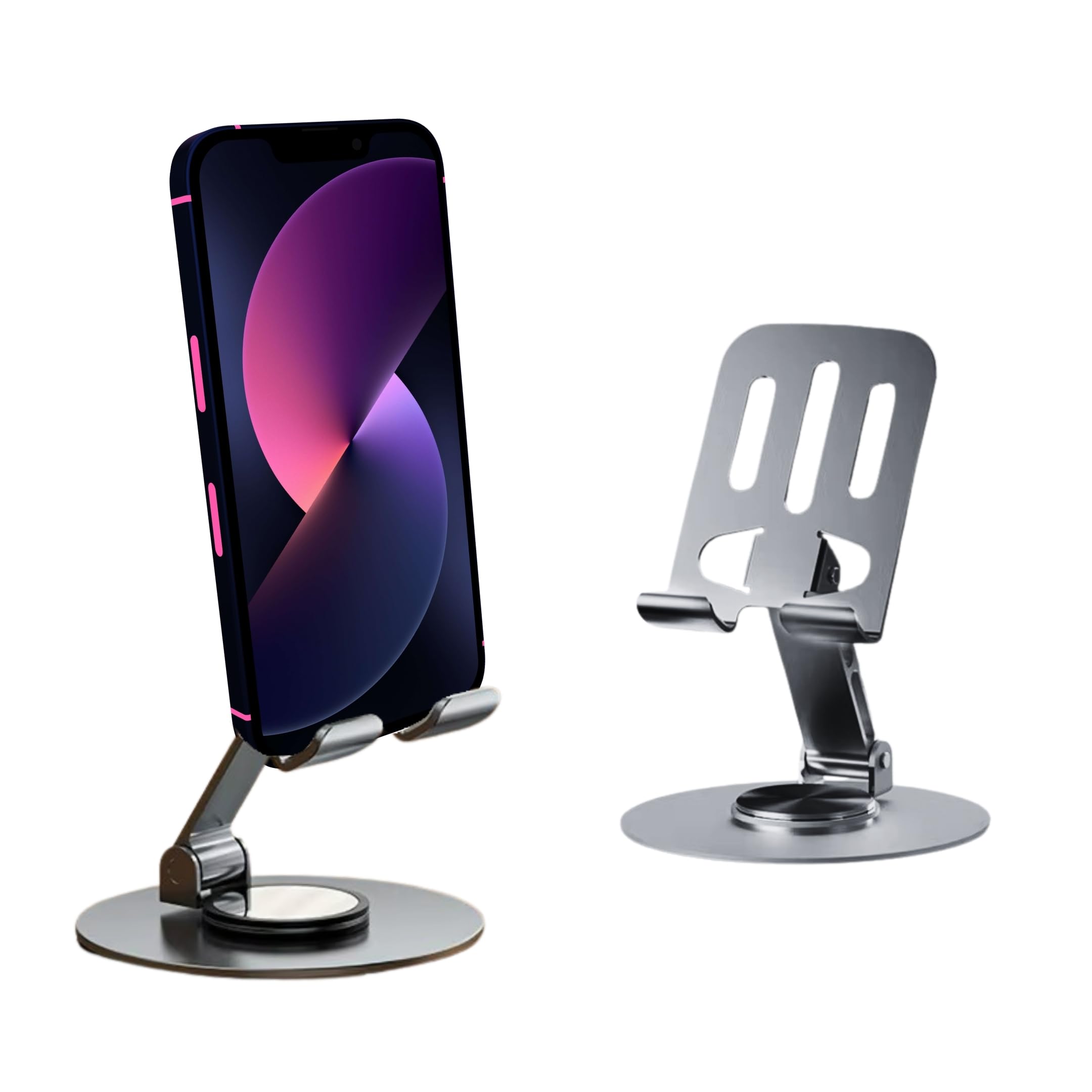 Suporte de Celular para Mesa em Alumínio com Base Rotativa 360° Estável e Antiderrapante
