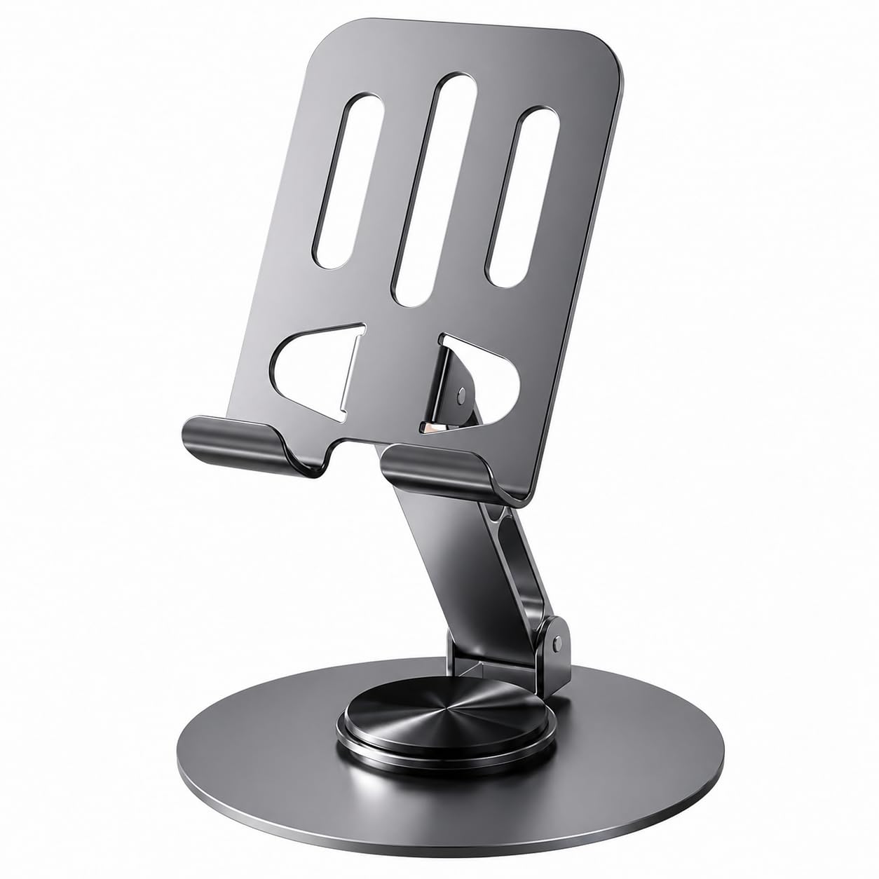 Suporte de Celular de Mesa, Preto, Ajustável e Dobrável, Base Estável, Compatível com