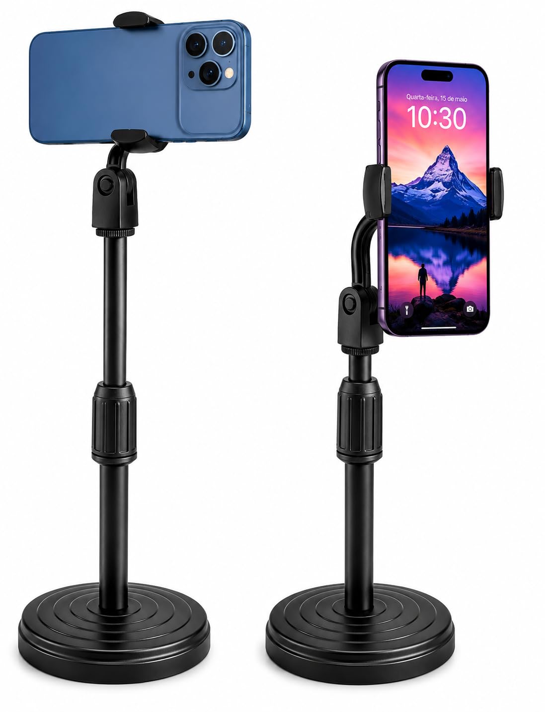 Suporte de celular para mesa, articulado e dobrável Apoio ajustável de altura e ângulo