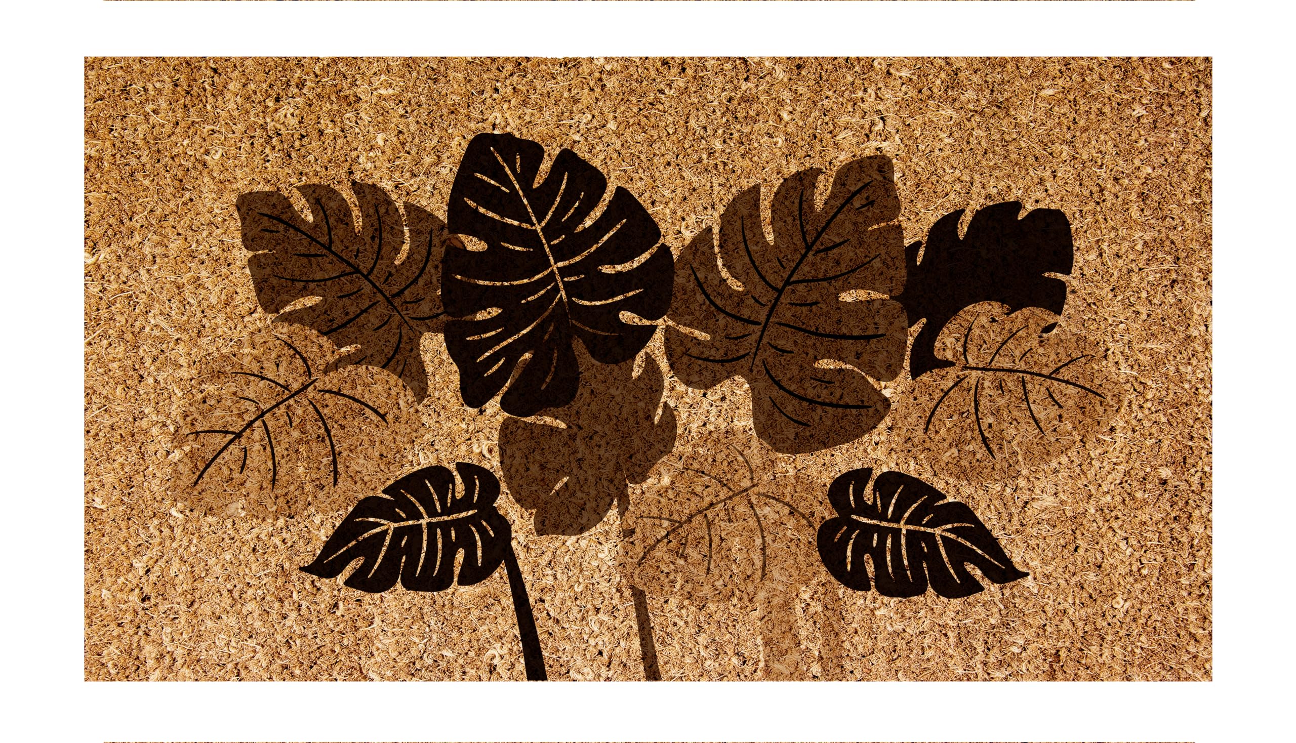 CAPACHO FIBRA DE COCO RT 60X33CM FOLHAGEM MARROM