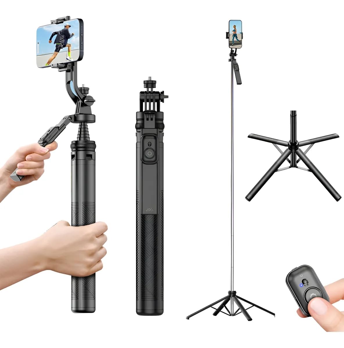 Pau De Selfie Tripé Para Celular Com Controle Remoto Extensível Tripé Portátil 181 CM