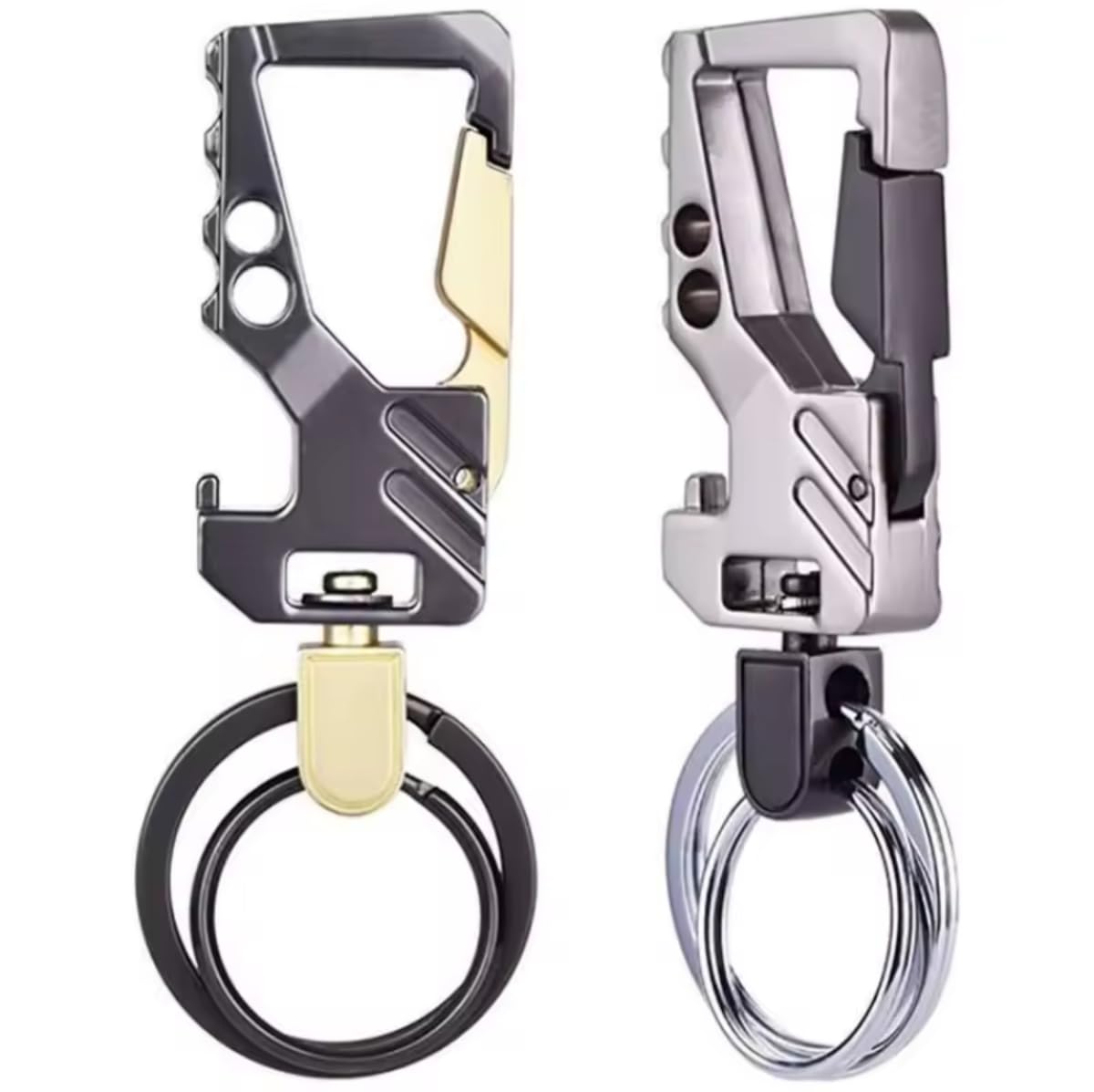 Abridor de Garrafa de Metal com Mosquetão, Chaveiro Multifuncional para Homens e