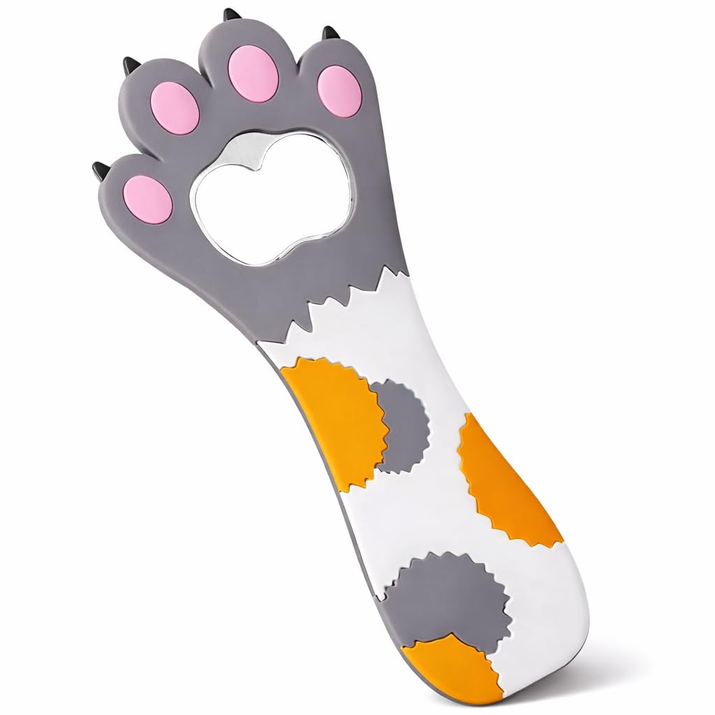 Abridor de Garrafa Magnético Patinha de Gato em Silicone e Metal – Abridor de Cerveja com