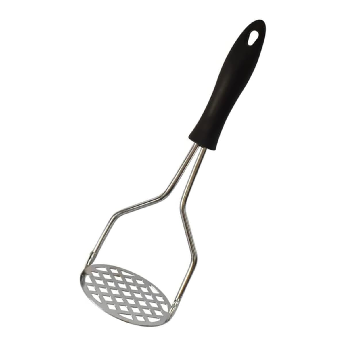 Amassador de Batata Profissional em Aço Inox com Cabo Preto Ergonomico, Fácil de Usar e