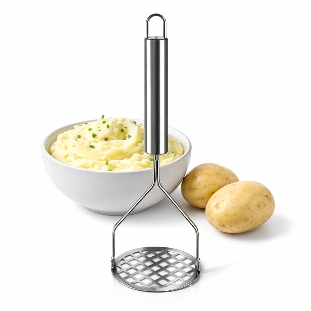 Amassador de Batata em Aço Inox Reforçado 25cm – Espremedor Manual Profissional