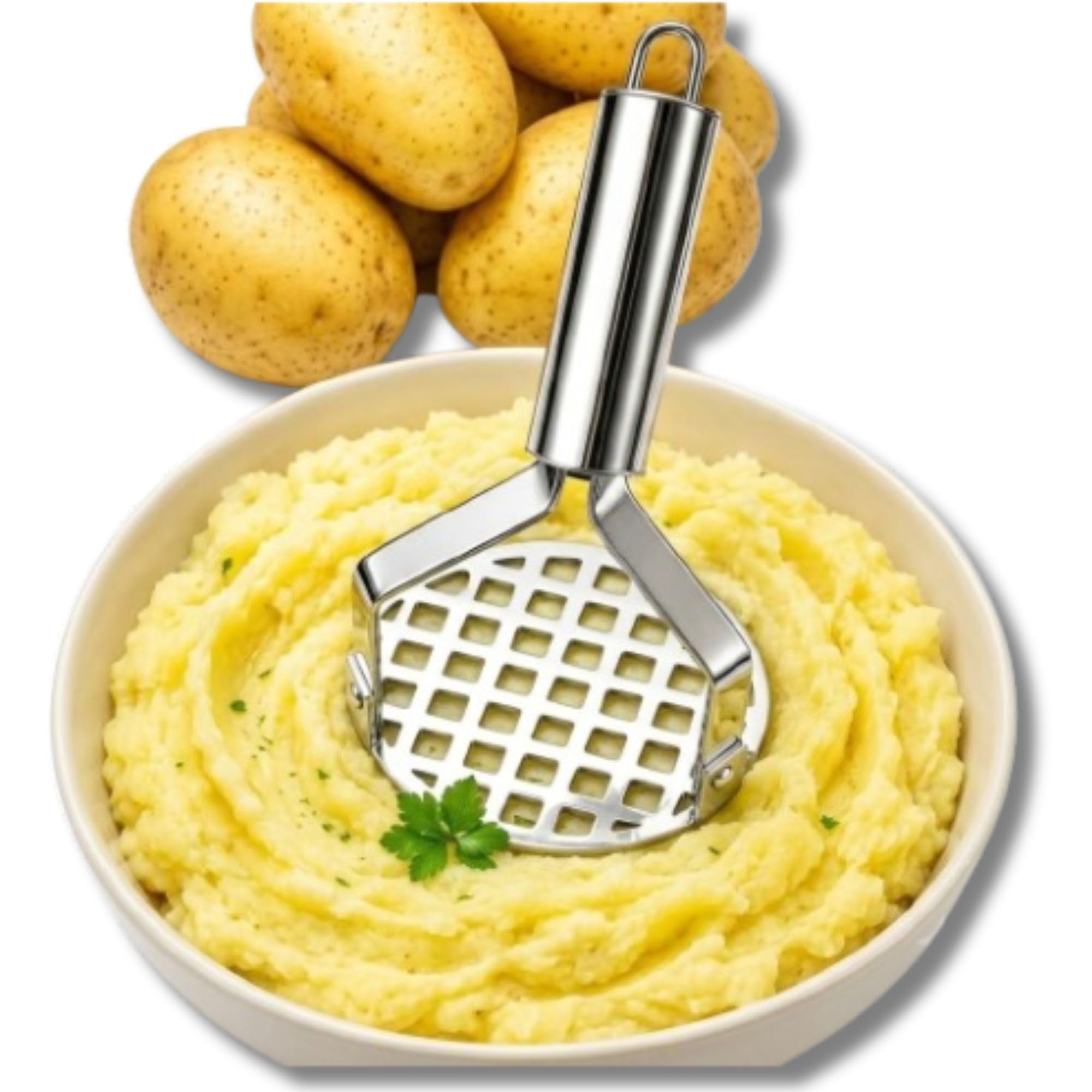 Amassador de Batata e Legumes Manual em Aço Inox Reforçado Espremedor Puré | Amassador