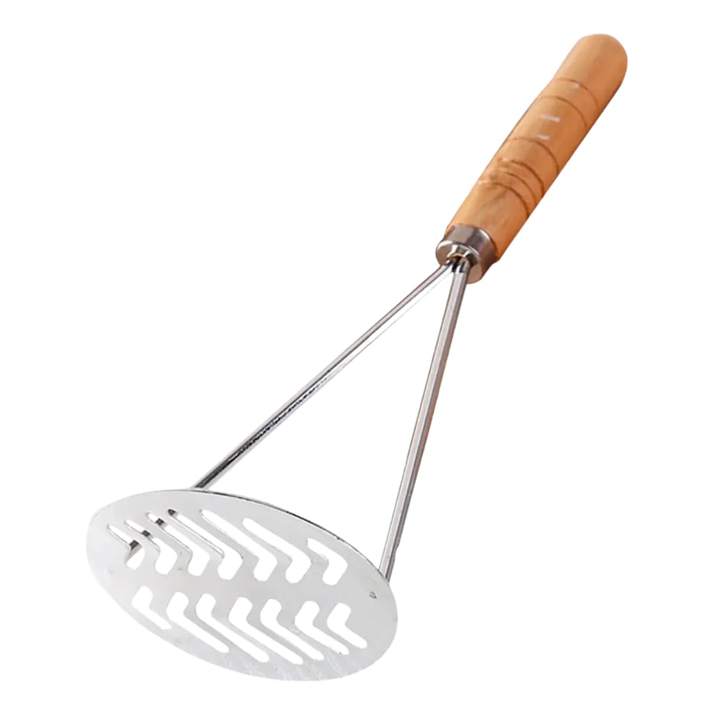 Amassador de Batata e Alimentos em Aço Inox com Cabo de Madeira 25x10cm – Resistente,