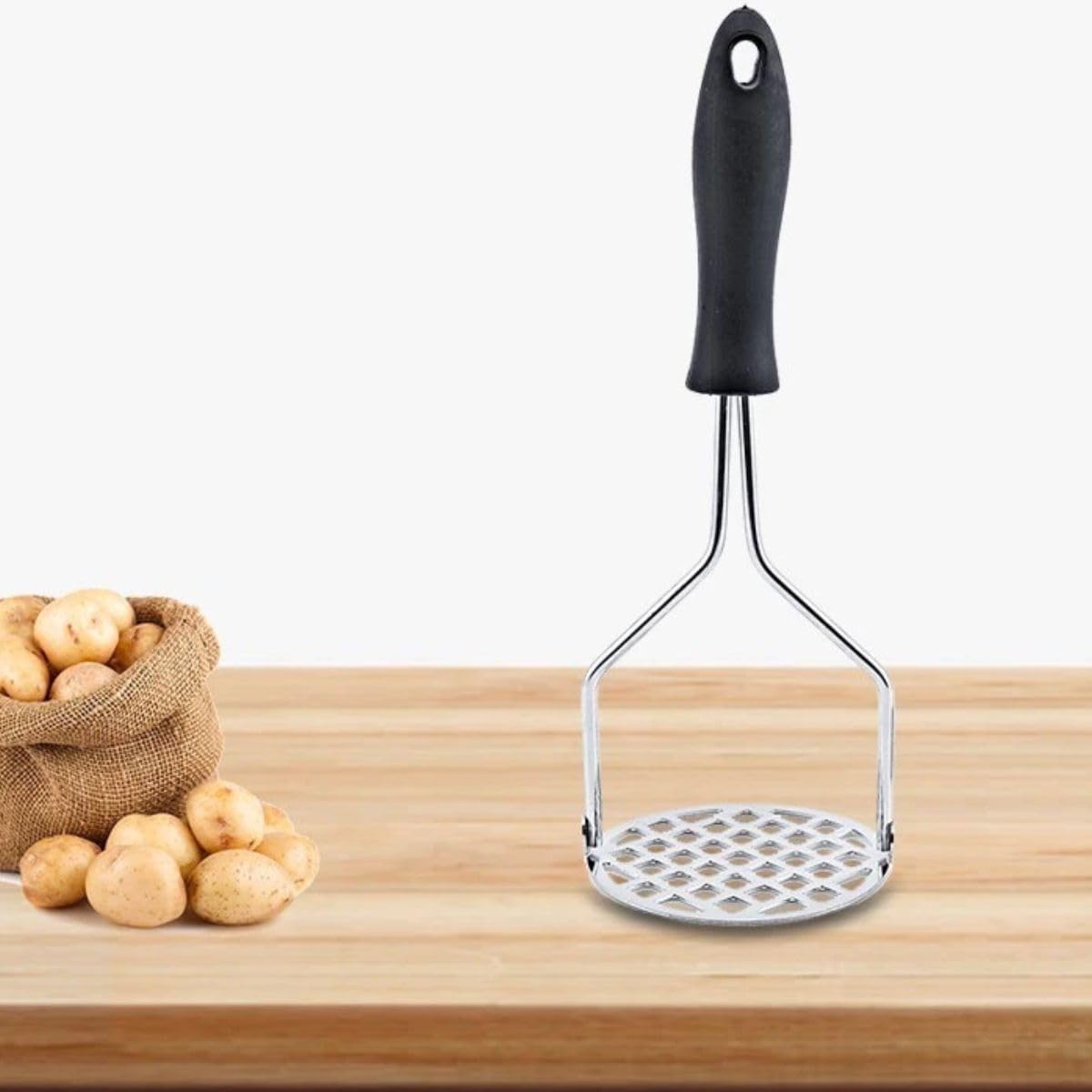 Amassador de Batatas Aço Inoxidável com Cabo Ergonômico 24cm | Não Enferruja, Versátil