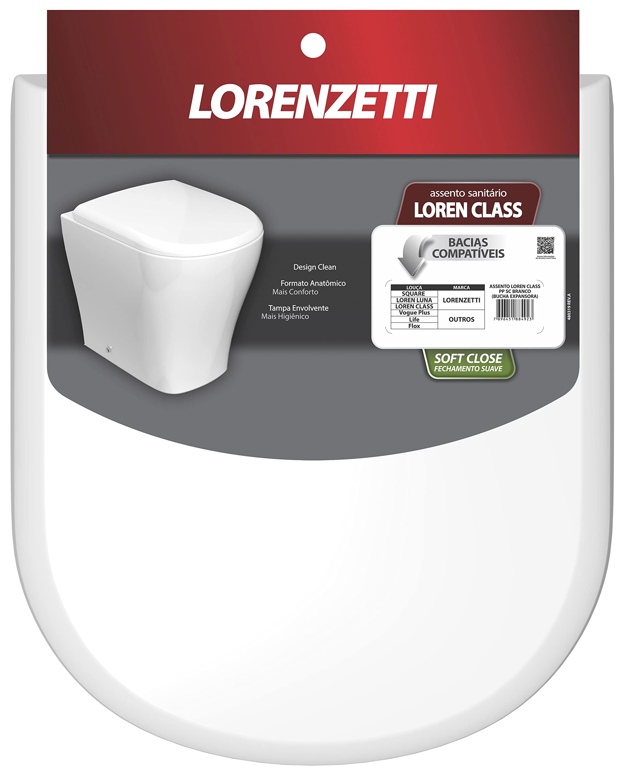 Assento Sanitário Loren Class Soft Close Branco de Polipropileno Lorenzetti