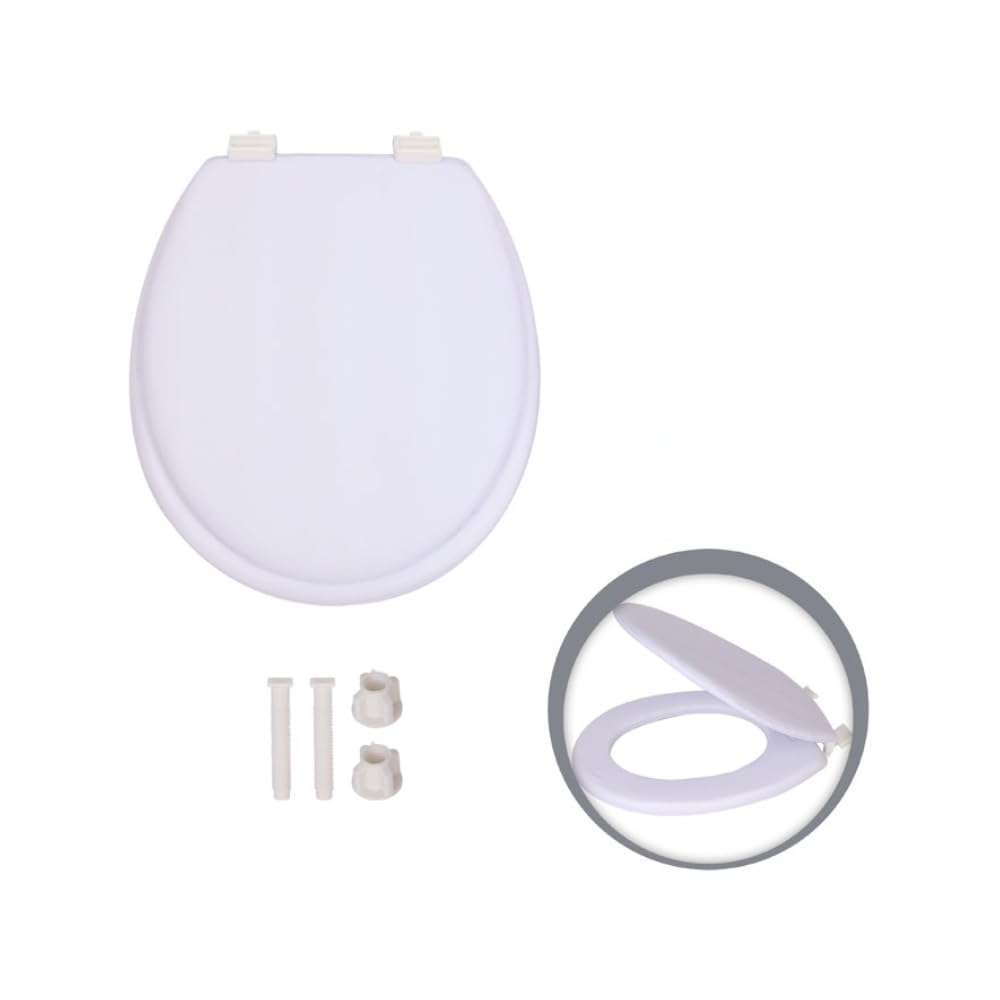 Assento Sanitário Branco 36,3 x 39 cm, Tampa de Vaso Confortável, Kit de Fixação Completo