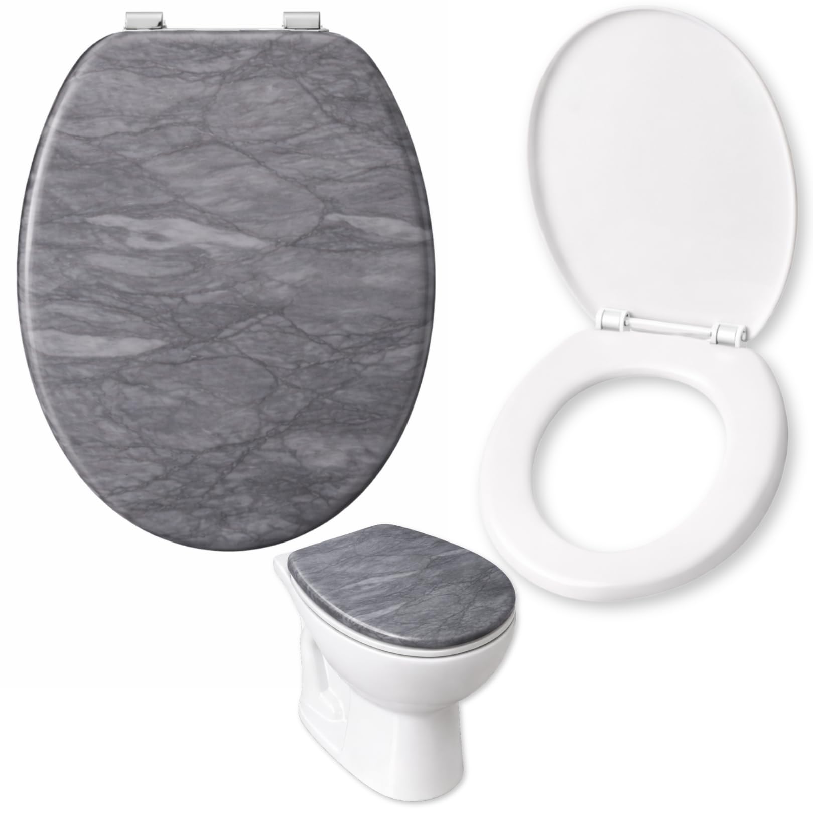 Assento Para Vaso Sanitário Oval Cores Marmorizadas I Assento Sanitário Almofadado