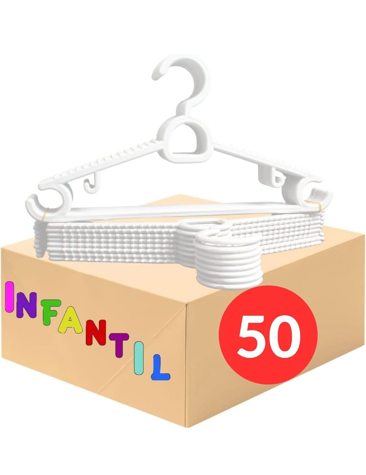 Cabide Infantil Antideslizante Multiuso Branco Kit 50un CSCABIDES | Cabides Reforçado