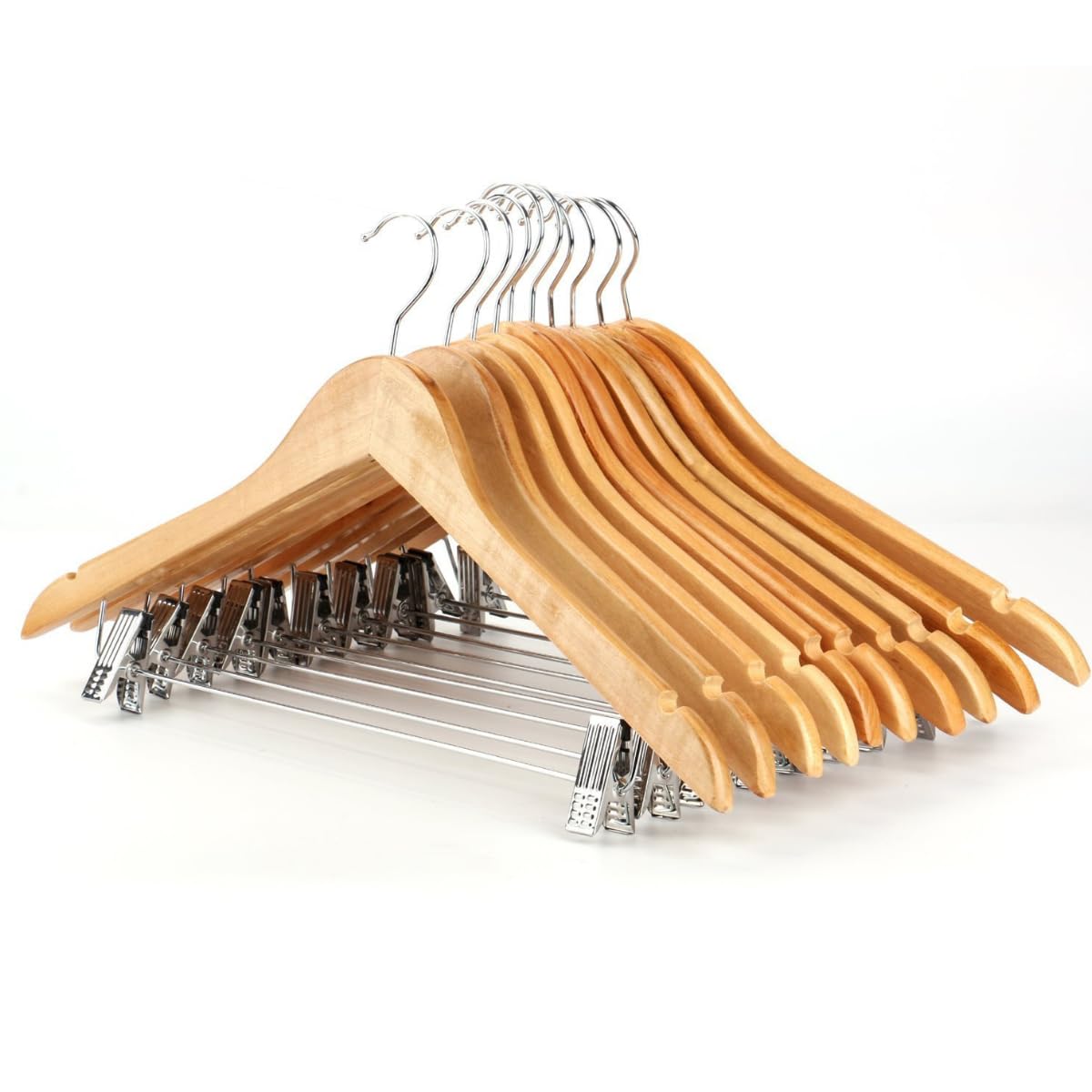 【Cozena】Kit 20 Cabides de Madeira Premium C/Presilhas – Elegância, Resistência e