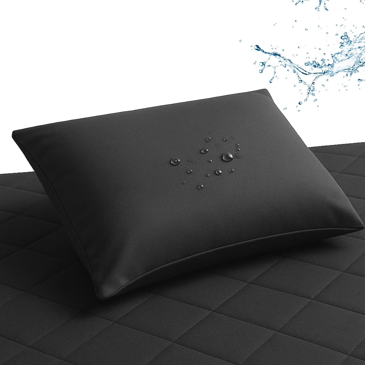 2 Capas Para Travesseiro Protetor Impermeável 50cm x 70cm Repele Líquidos (Preto)