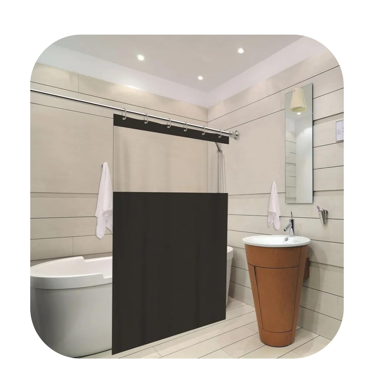 Cortina Box Para Banheiro Com Visor 100% PVC 1,38m X 1,98m - Cor Preto