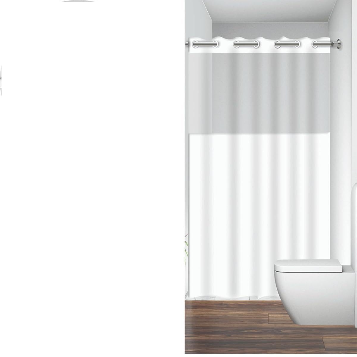 Cortina Box Banheiro PVC Premium, Branca, Impermeável, 1,98m x 1,38m, Com Visor