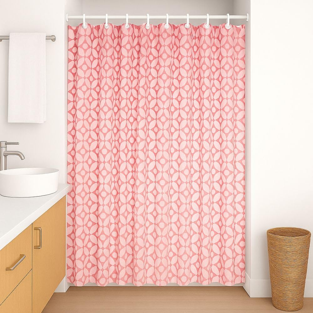 Cortina Box para Banheiro em Plástico Impermeável, Multiuso com Ganchos (Rosa)