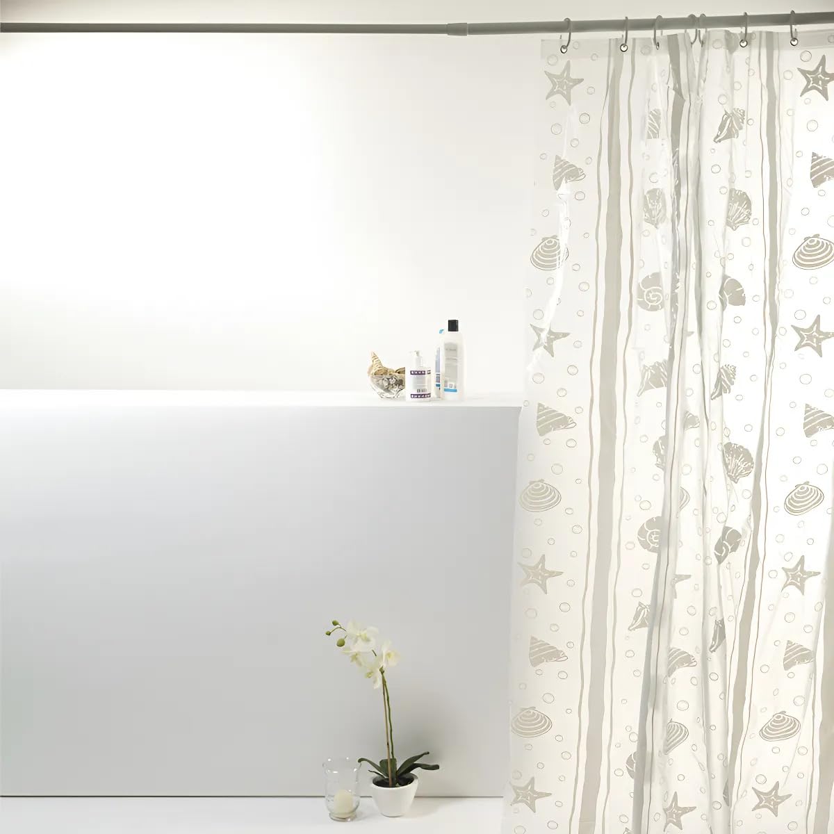 Cortina Box Para Banheiro Pvc Mar 198x180cm