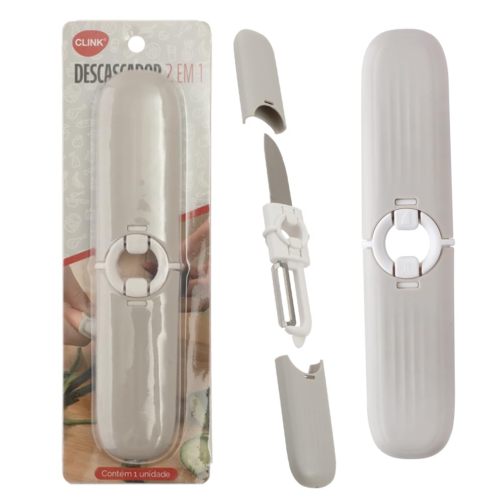 DESCASCADOR 2 EM 1 PLASTICO PS E ACO INOX 18 cm X 3,5 cm X 1 cm