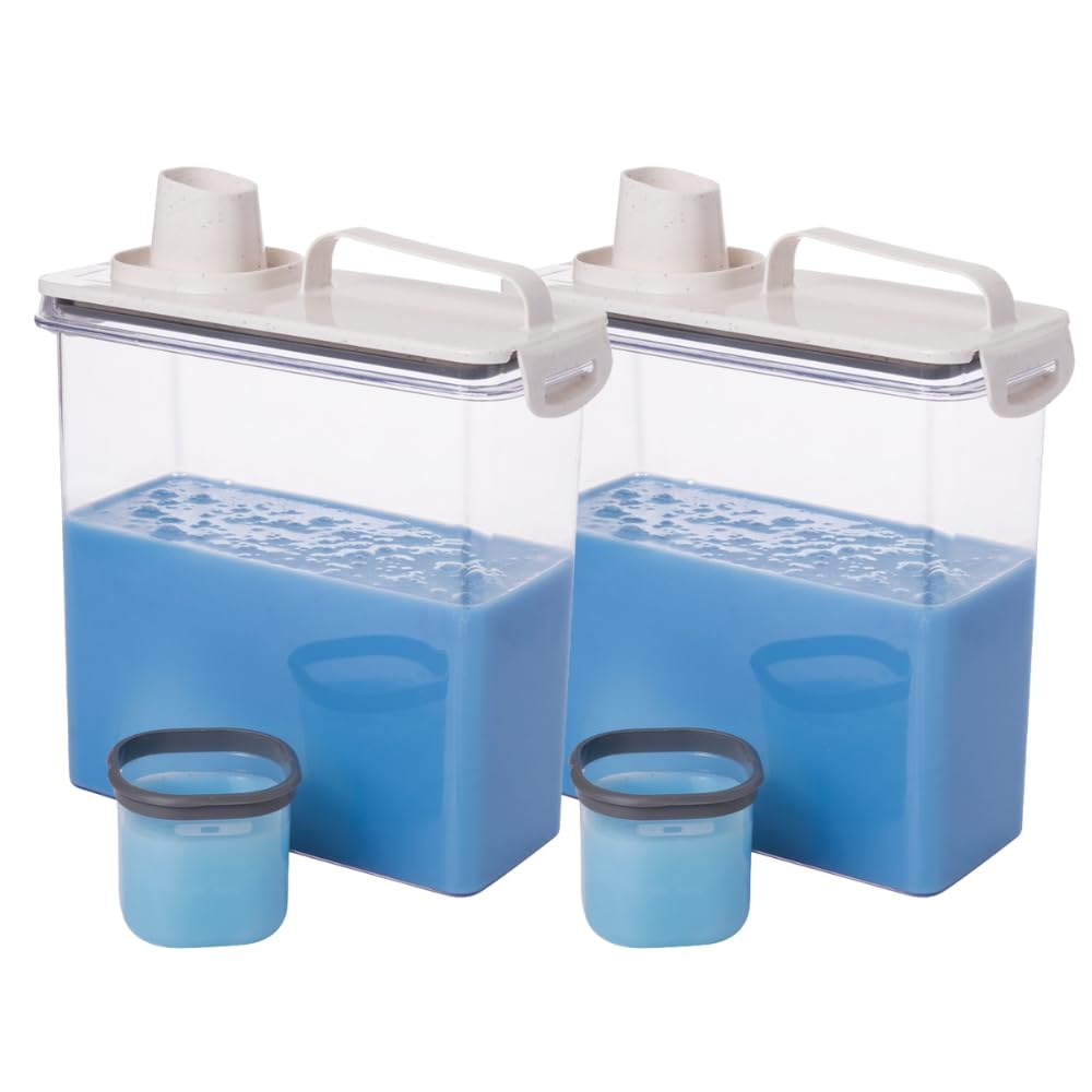 " Kit 2 Dispenser Hermético 3L com Dosador, Copo Medidor 60/120ml Alça e Travas Laterais