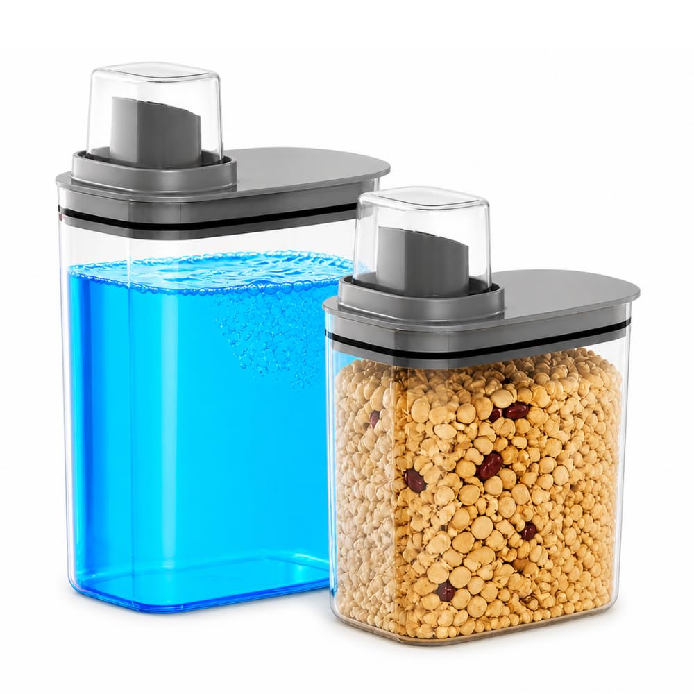 Dispenser De Sabão Kit 2 Peças Flow 2,3L E 1,5L Chumbo Lavanderia