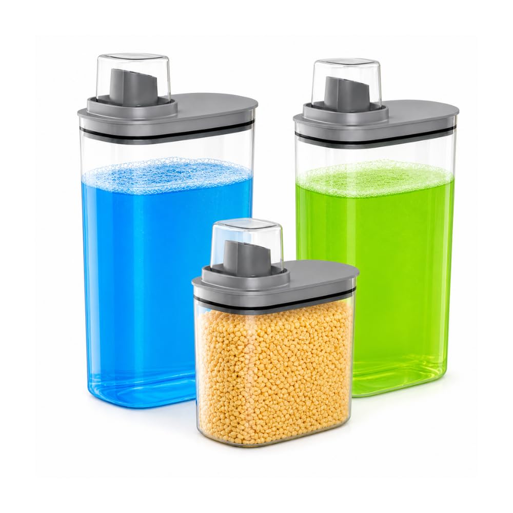 Dispenser De Sabão Kit 3 Peças Chumbo Flow 2,3L E 1,5L Lavanderia