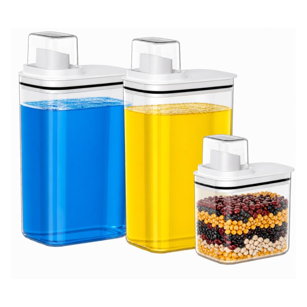 Dispenser De Sabão Kit 3 Peças Branco Flow 2,3L E 1,5L Lavanderia