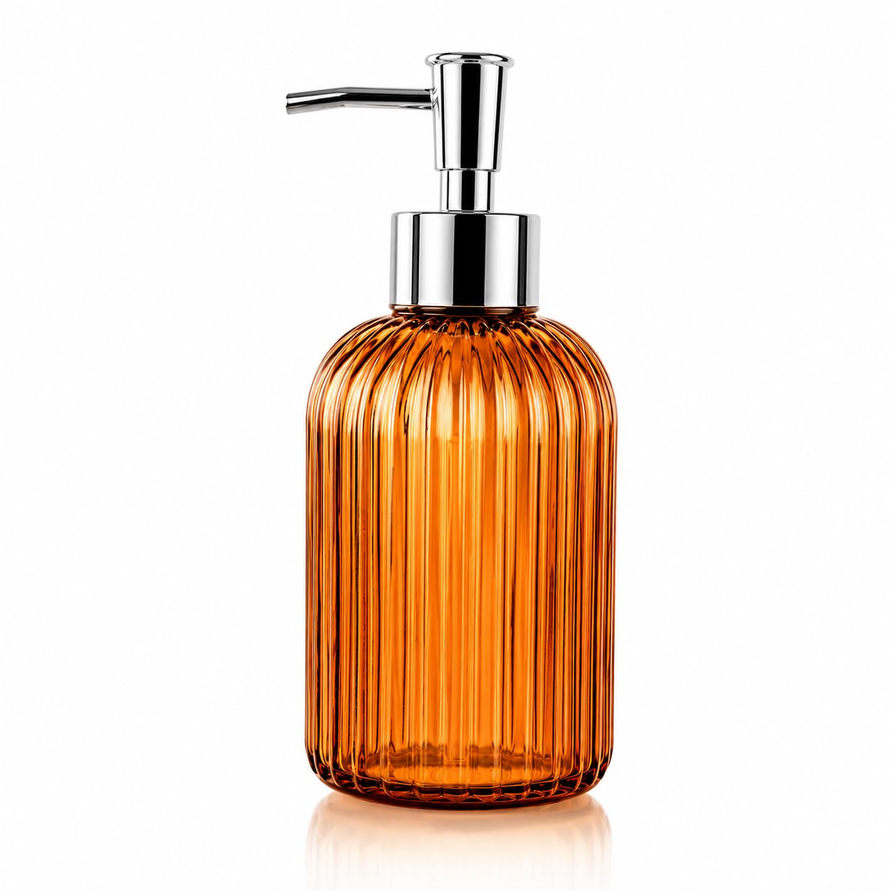 Dispenser de Sabão Líquido 400ml em Vidro Fumê Canelado com Válvula Cromada | Porta
