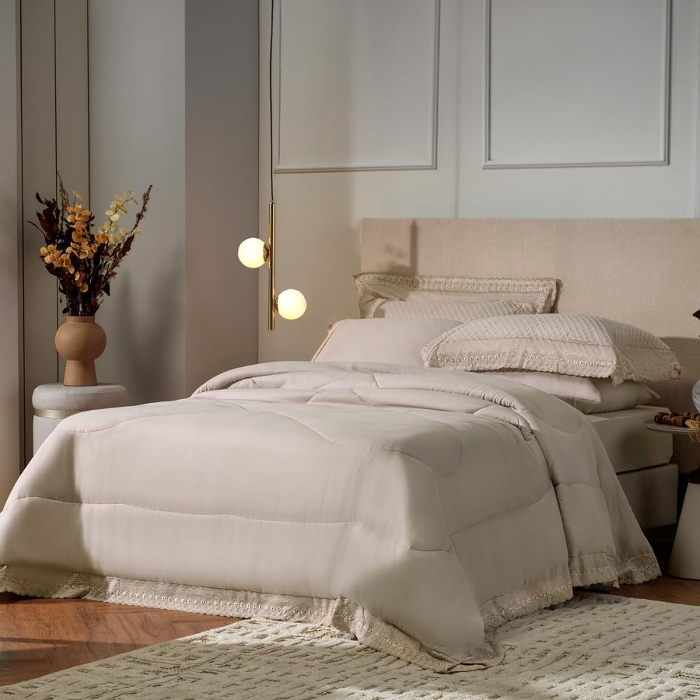 Appel, Edredom Bordare Premium com Renda Casal 2,20 x 2,40m Cor:Rosa Secrets | 100%