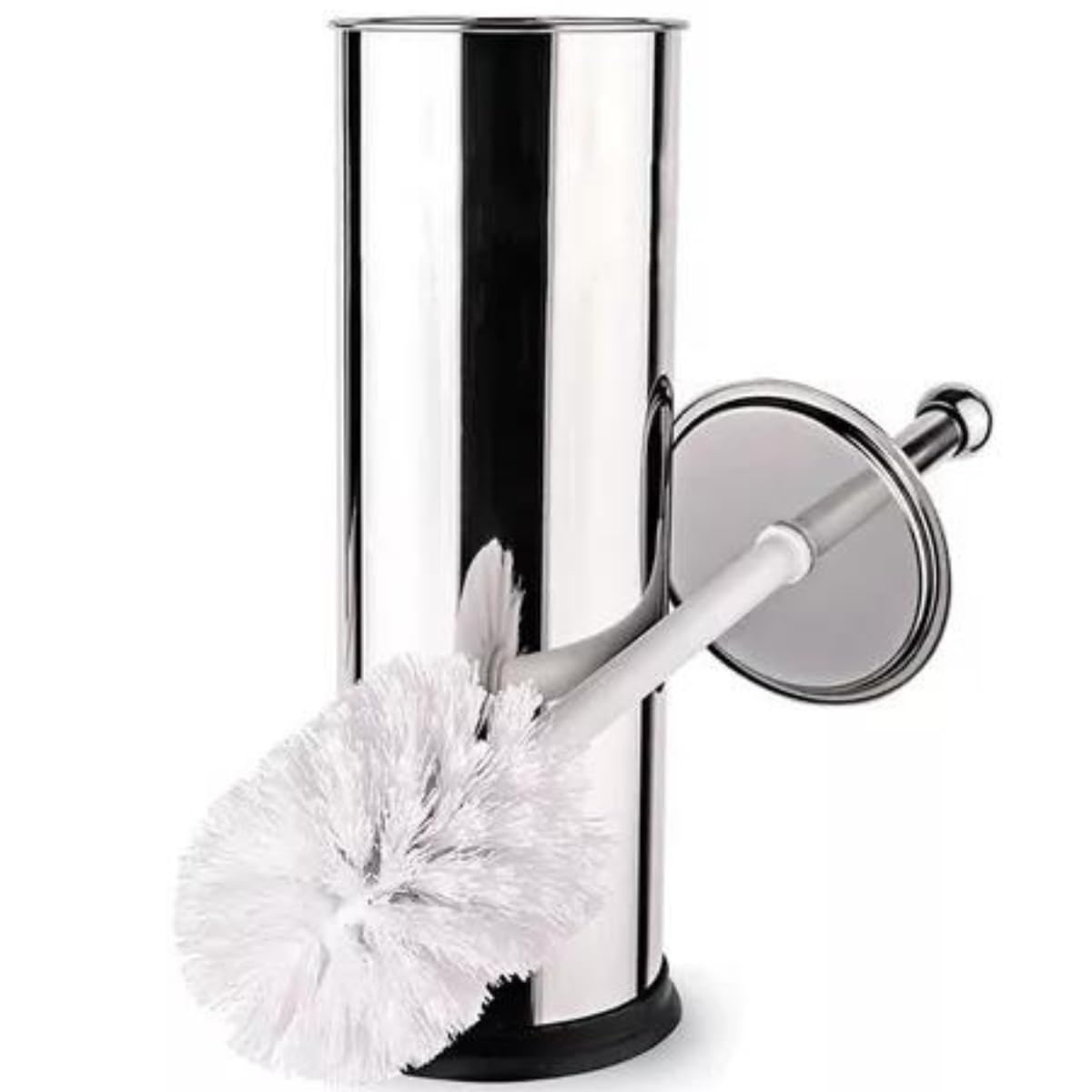 Escova Sanitária com Suporte Inox Ventilado Cromado, Design Premium e Base Protetora