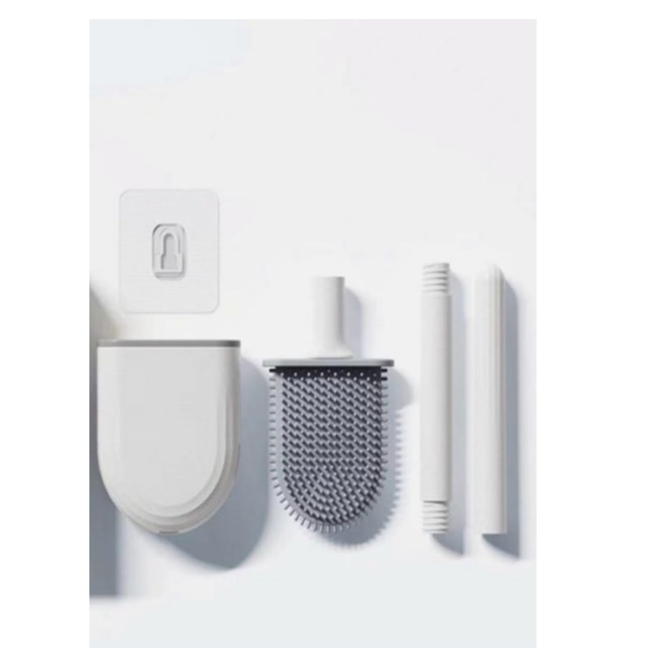 Conjunto de escova e suporte de silicone para Vaso Sanitário. Limpa os cantos do vaso